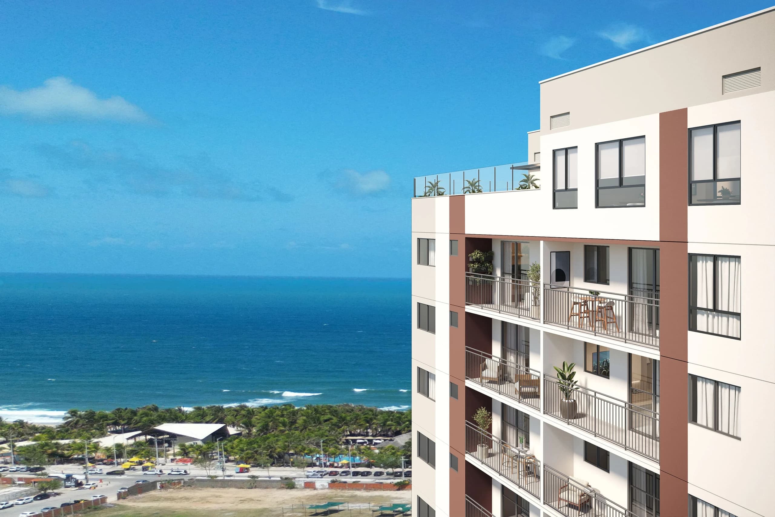 Apartamento de 2 quartos com vista mar